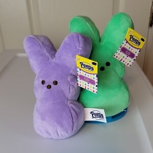 Peeps Plush RABBITS GREEN AND PURPLE SET OF 2 6in